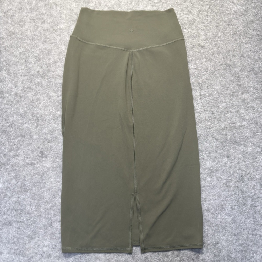 Lululemon Align Midi Skirt Women 8 High Rise Nulu Olive Green Solid LW8AH05